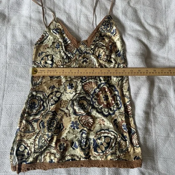 Vtg Weavers Girl Camisole M Boho Floral Lace Trim Y2K Retro Tank Top Babydoll - Picture 4 of 6